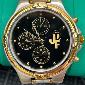 Sweda Chronograph Watch Mens Black Dial Two Tone Stainless Steel Japan Movement